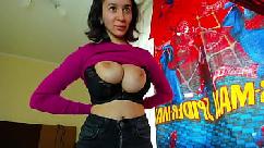 Mylaangel wears tight clothes presses her tits hard sucks her nipples