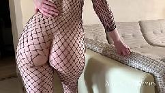 Fucking a girl in a nylon suit pov
